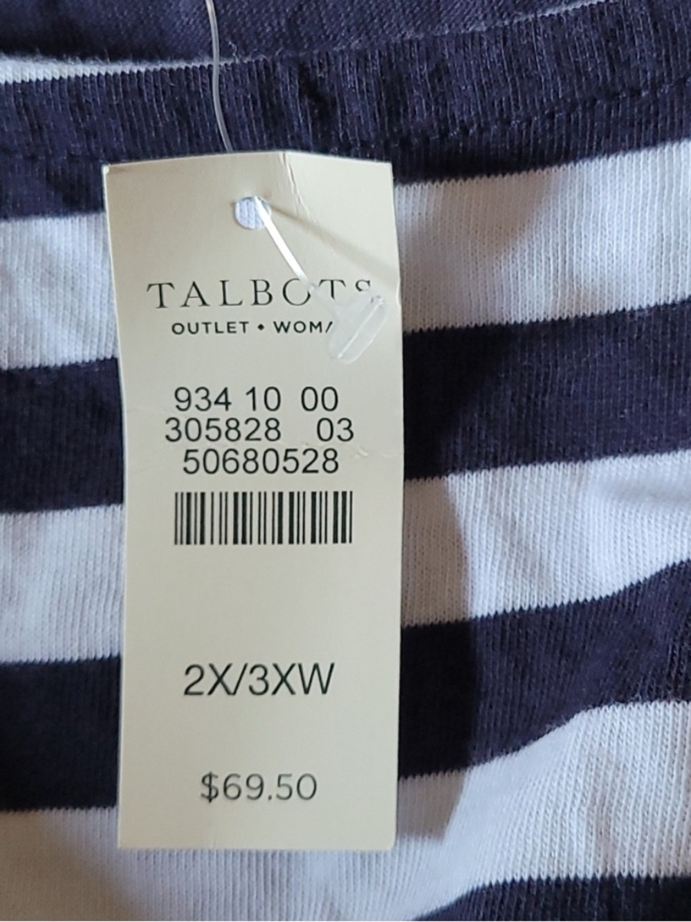 NWT Talbots nautical navy blue and white stripes poncho blouse - Picture 6 of 11